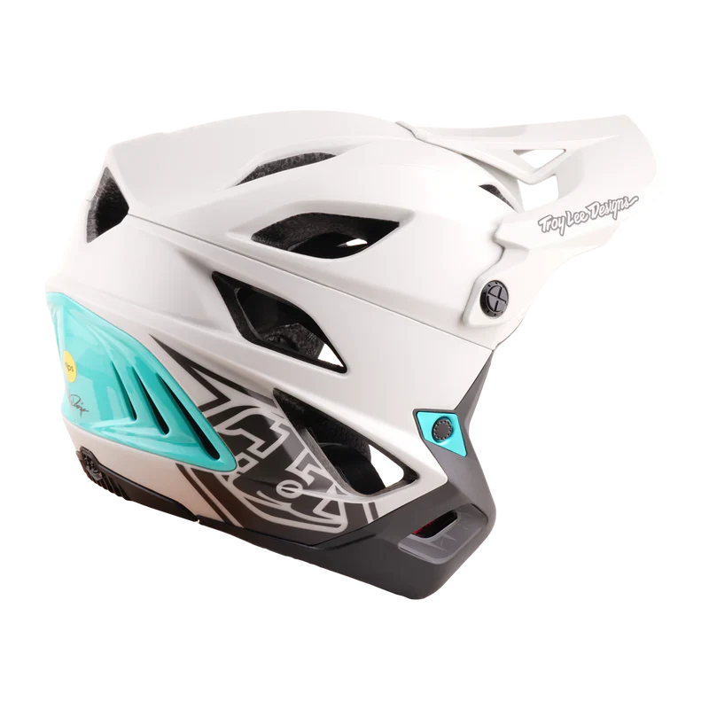 Casco Troy Lee Desings Stage Stunt Helmet; Drone Pumice / Real Teal