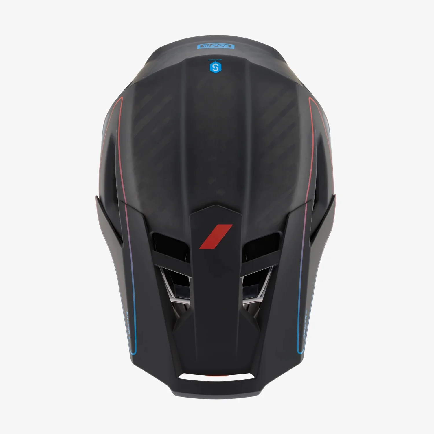 Casco Full-Face 100%  AIRCRAFT 2 Carbon Steel Blue/Neon Red