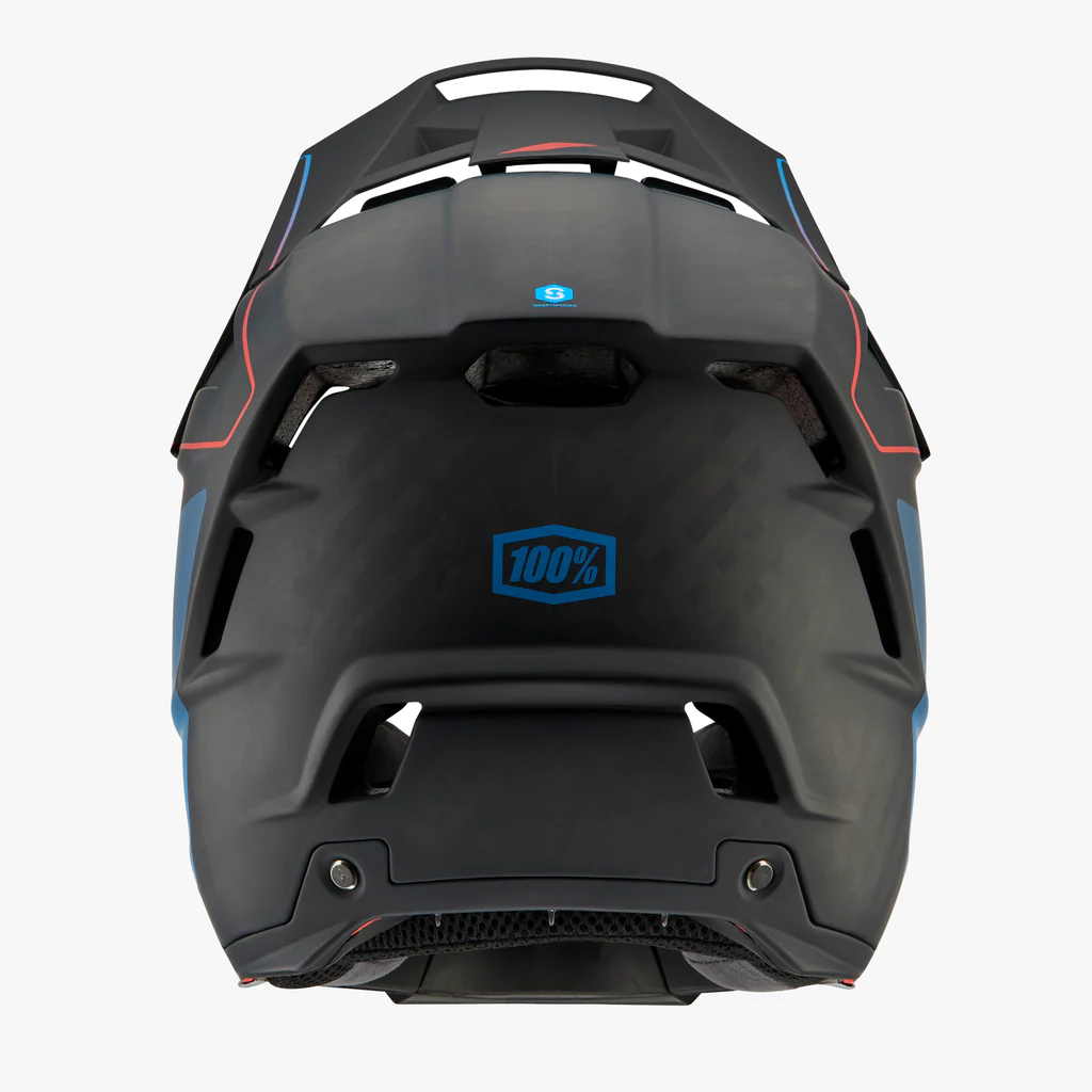 Casco Full-Face 100%  AIRCRAFT 2 Carbon Steel Blue/Neon Red