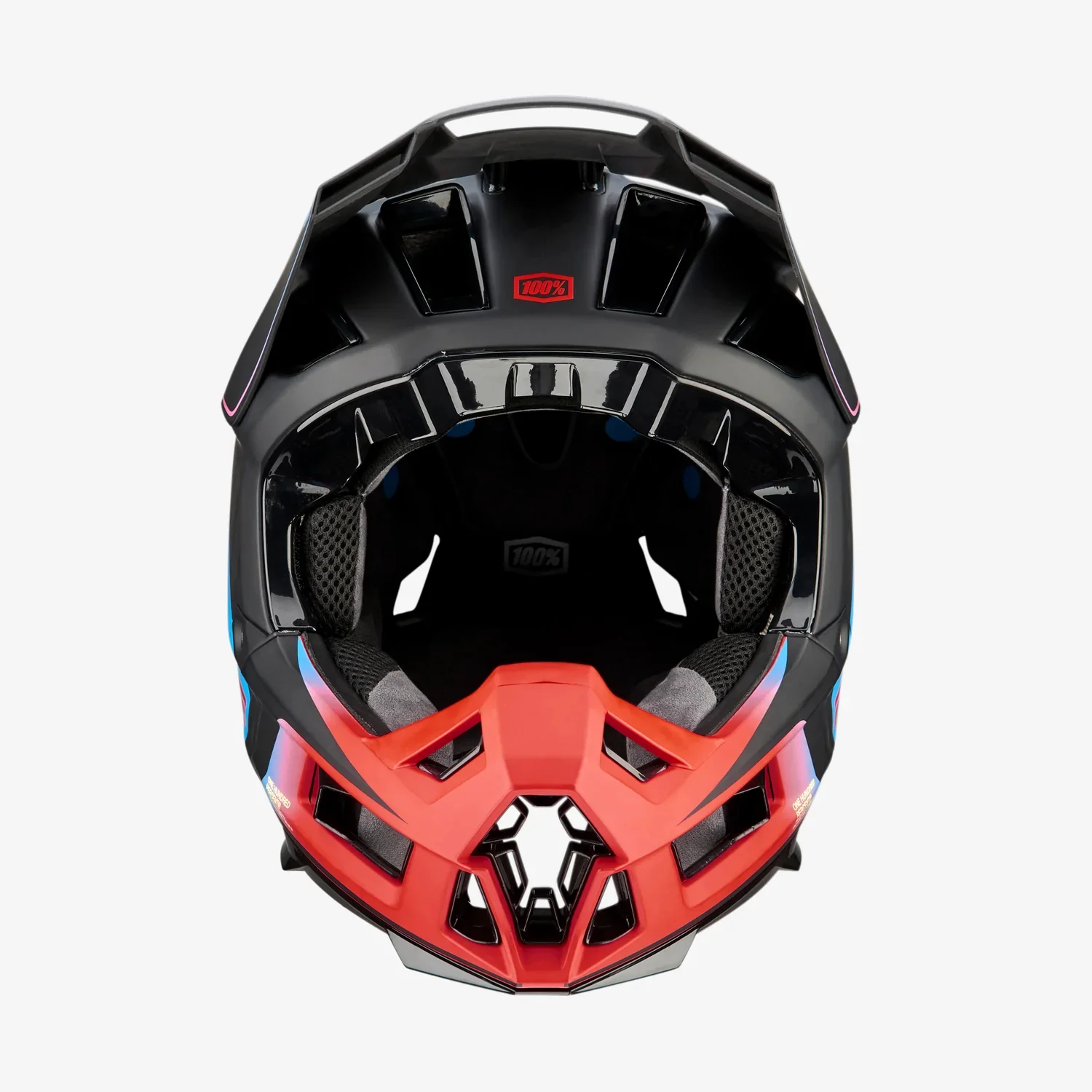 Casco Full-Face 100%  AIRCRAFT 2 Carbon Steel Blue/Neon Red