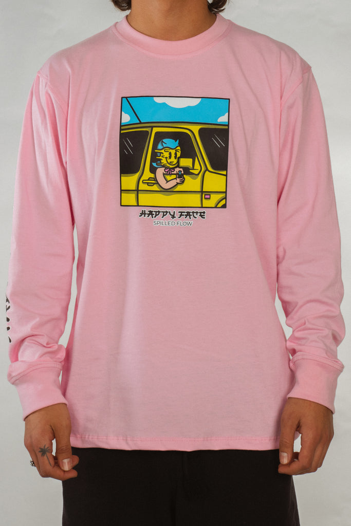 Playera Manga Larga Pink Spilled Face Spilled Flow